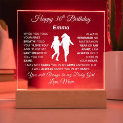 30th Birthday Gift For Daughter, Printed Square Acrylic Plaque, Personalized Keepsake, Unique Decorative Plaque for Milestone Celebration