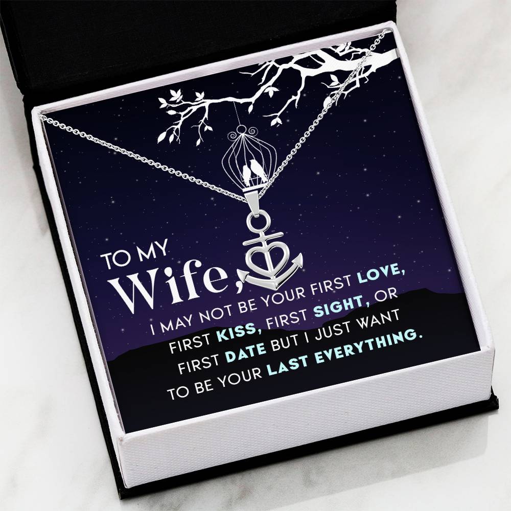 To My Wife Necklace - Emotional Husband to Wife Love Jewelry for Birthday, Valentine’s Day & Annual Celebrations - Anchor Pendant Necklace
