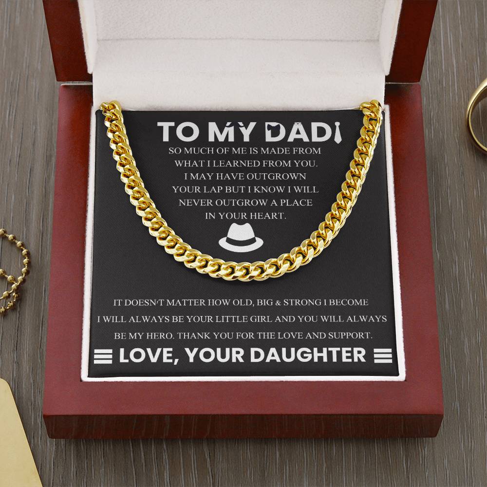 Gift for Dad from Daughter - Place in your heart - Cuban Link Chain