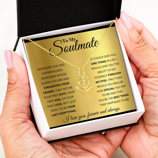 To My Soulmate Necklace - Romantic Soulmate Gift for Her for Christmas & Holiday Gifting - Anchor Pendant Necklace