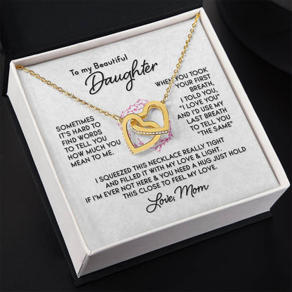 To Our Daughter Necklace – Daughter Graduation & Birthday Present from Mom and Dad – Interlocking Hearts Necklace