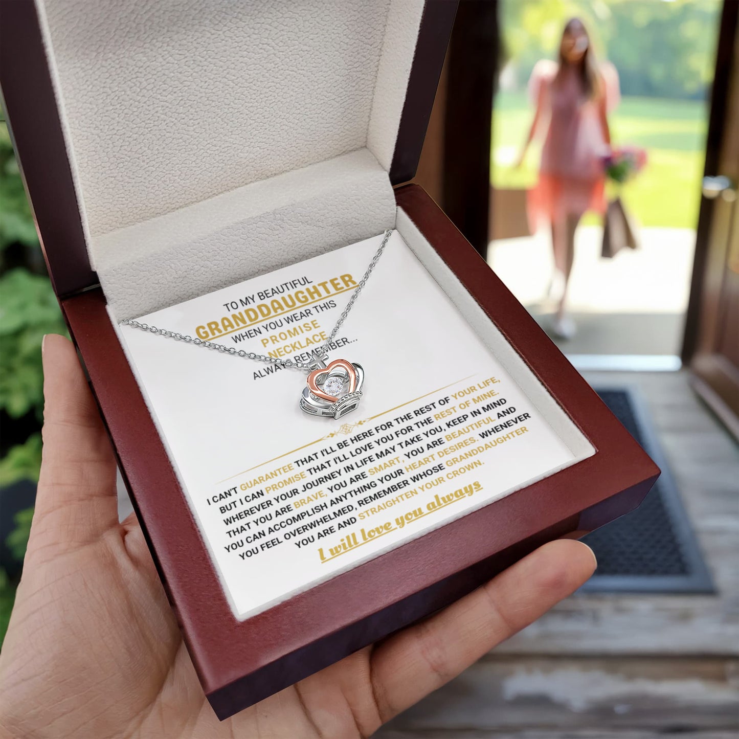 To My Granddaughter Necklace – Granddaughter Jewelry for Birthday & School Achievements – Crown Pendant Necklace