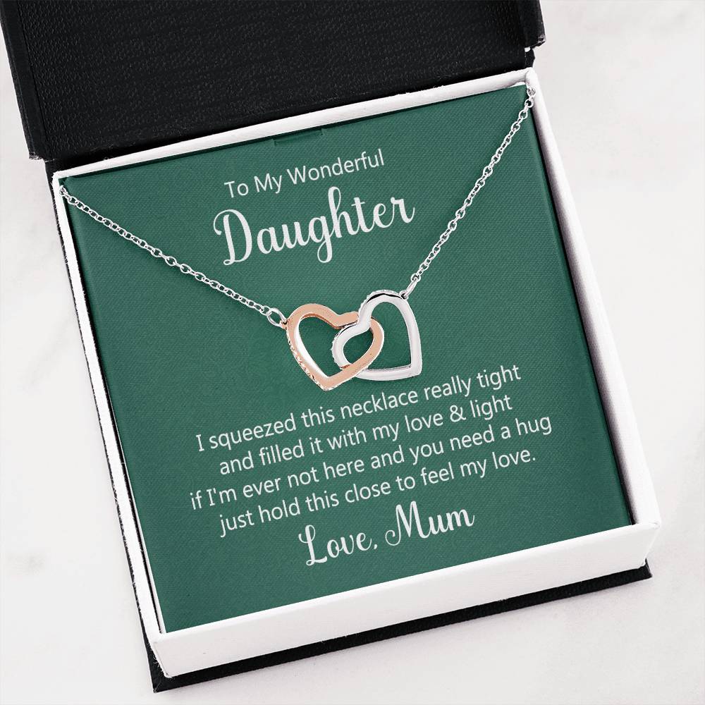 To My Daughter Necklace - Feel My Love - Mum to Daughter Gift - Interlocking Hearts Necklace