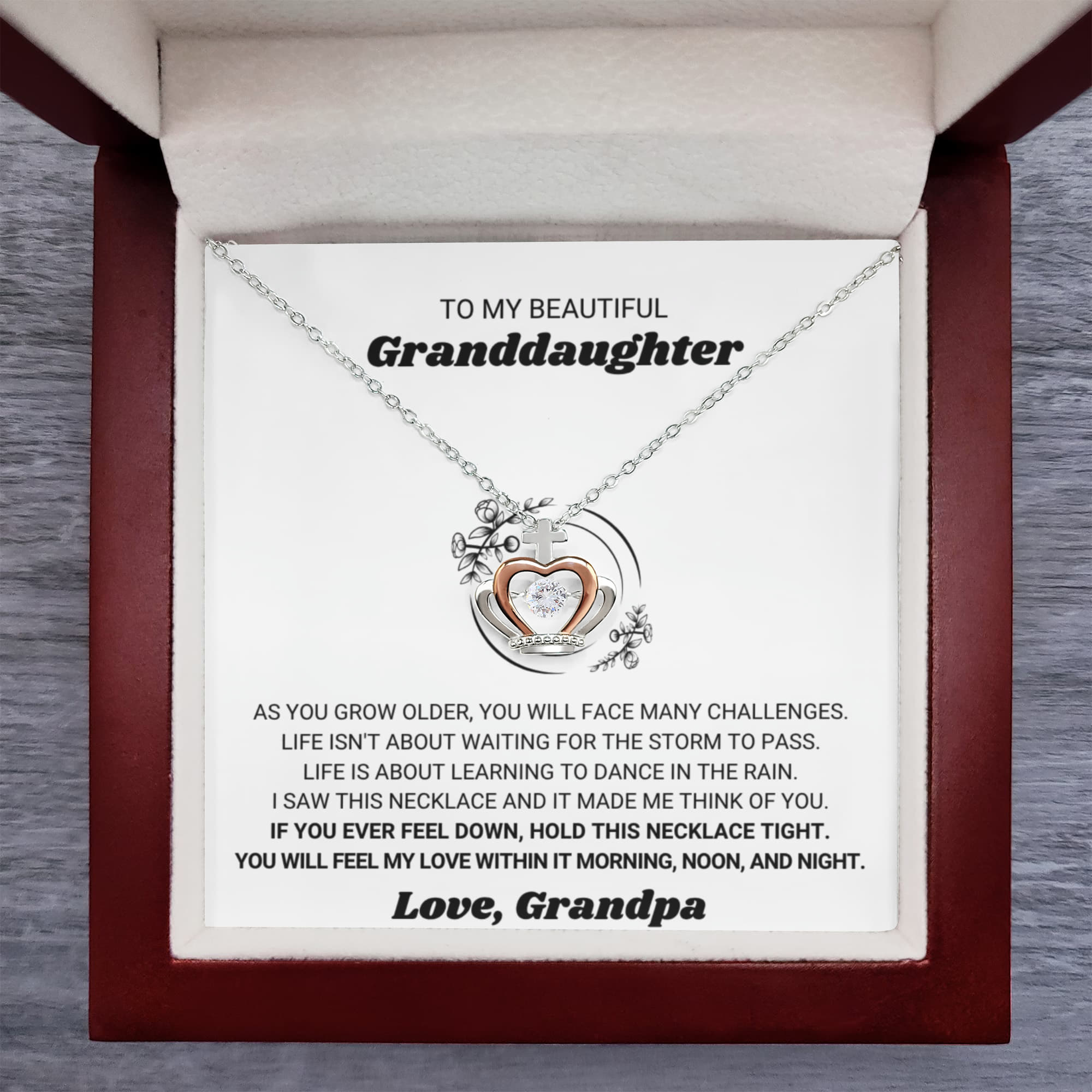 To My Granddaughter Necklace – Birthday Graduation Necklace Gift for Granddaughter – Crown Pendant Necklace