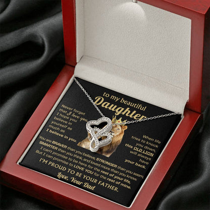 To My Daughter Necklace - Best Surprise Gift for Daughter from Dad for Graduation, Birthday & Christmas - Heart-to-heart Pendant Necklace