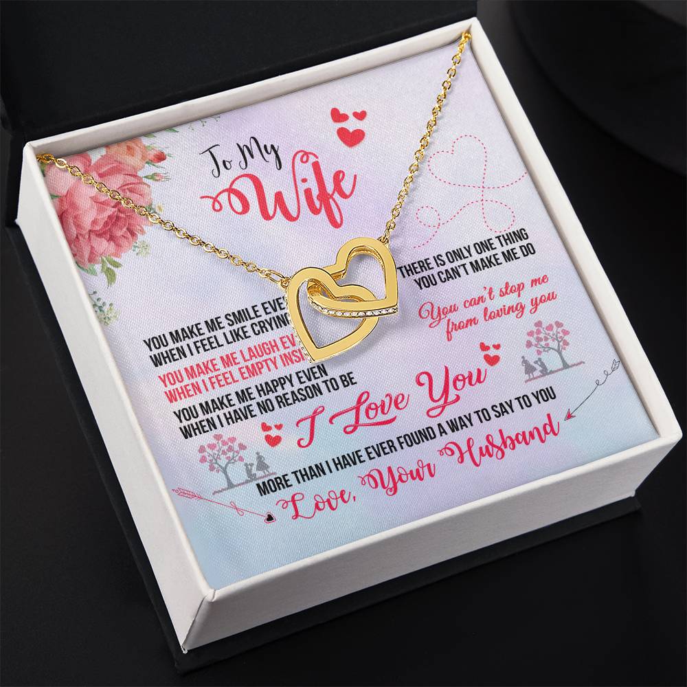 To My Beautiful Wife Necklace - Unforgettable Husband Gift, Emotional Jewelry for Anniversary & Valentine’s Day - Interlocking Hearts Necklace