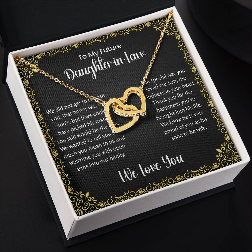 To My Future Daughter In Law - Interlocking Hearts Necklace - Gift for Bonus Daughter