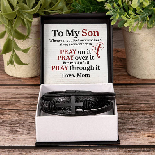 Gift for Son from Mother – Graduation, Christmas – Men’s Cross Bracelet