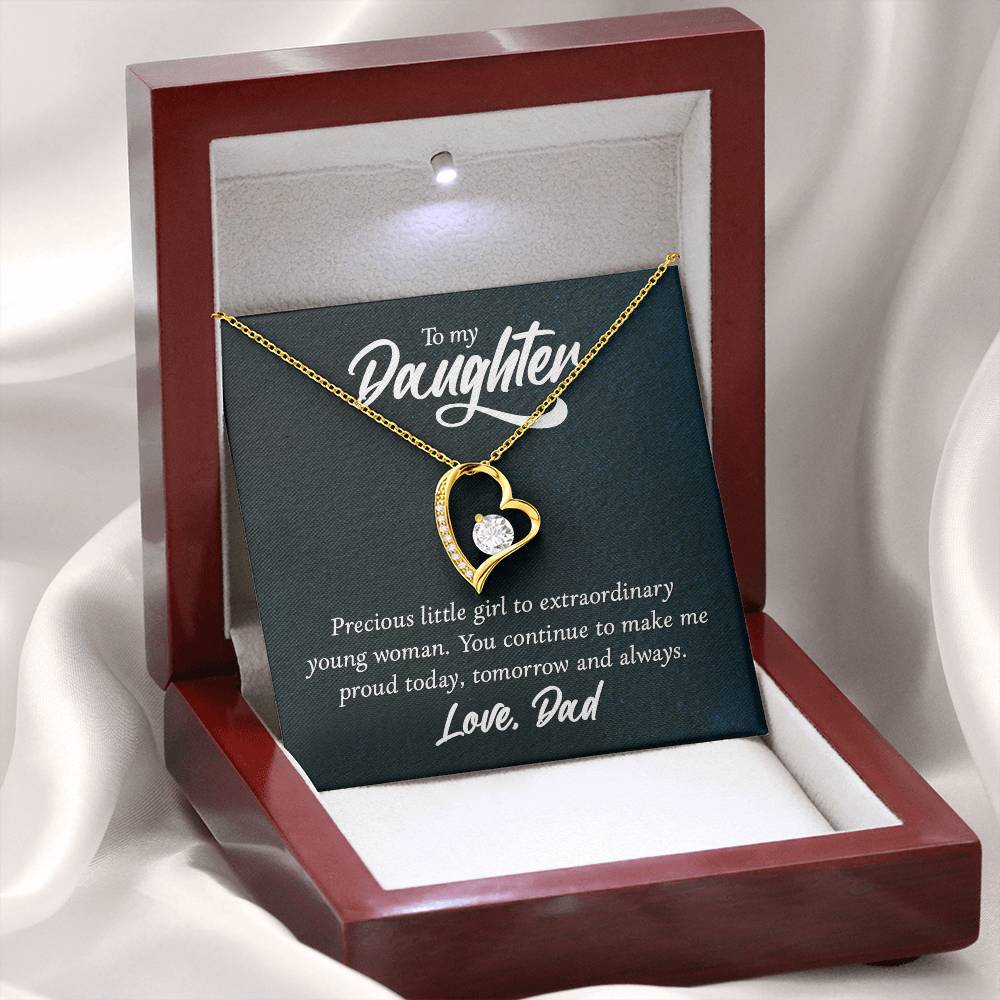 To My Daughter Necklace - Sweetest Daughter Gift from Dad for Birthday Joy & Proud Dad Love - Forever Love Necklace