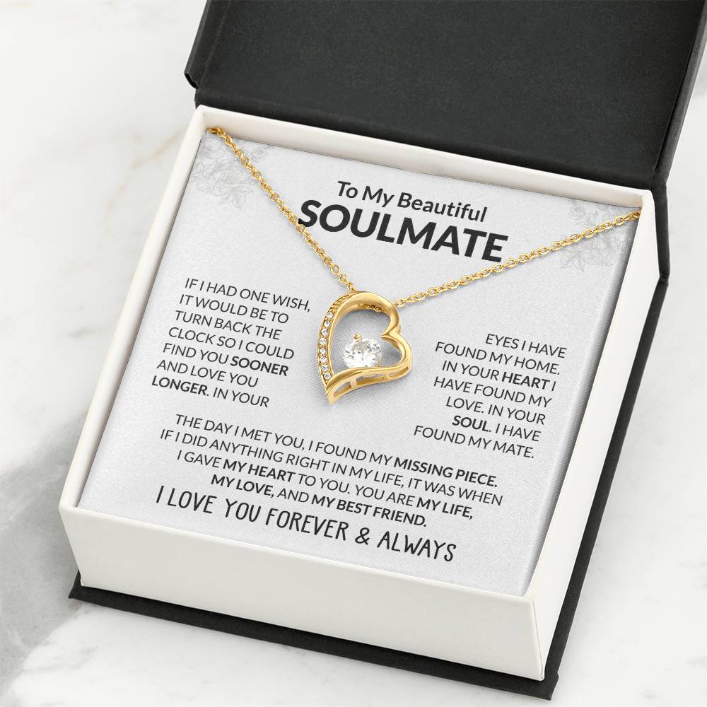 To My Beautiful Soulmate Necklace - Soulmate Jewelry Gift for Her for Birthday & Valentine’s Day - Forever Love Necklace