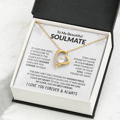 To My Beautiful Soulmate Necklace - Soulmate Jewelry Gift for Her for Birthday & Valentine’s Day - Forever Love Necklace
