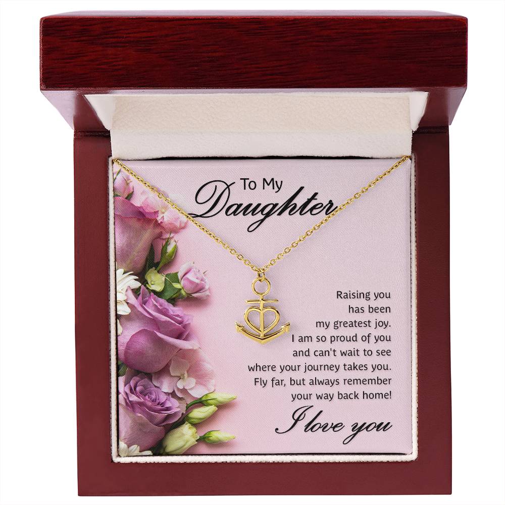To My Daughter Necklace – Birthday Graduation Special Gift for Daughter – Anchor Pendant Necklace