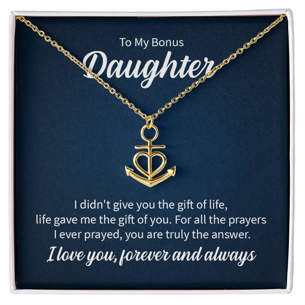 To My Bonus Daughter Necklace – Perfect Daughter Gift for Graduation & Birthday – Anchor Pendant Necklace