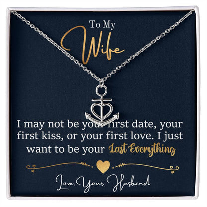 Romantic Gift for Wife from Husband - Meaningful Jewelry for Birthday, Anniversary, Christmas & Valentine’s Day - Anchor Pendant Necklace