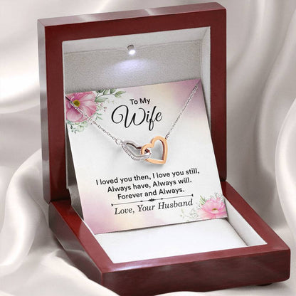 To My Wife Necklace - Emotional Jewelry for Wife from Husband to Celebrate Love on Valentine’s Day & Beyond - Interlocking Hearts Necklace
