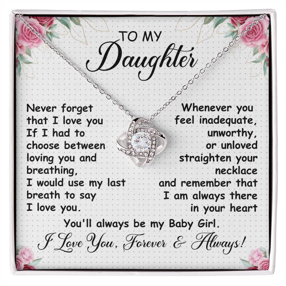 To My Daughter Necklace - Unique Daughter Gift for Christmas, Birthday & Graduation - Love Knot Necklace