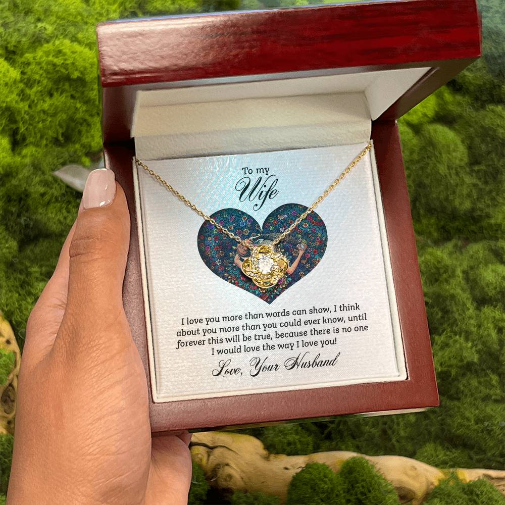 To My Wife Necklace - Special Love Jewelry for Wife from Husband for Birthday, Anniversary & Valentine’s Day - Love Knot Necklace