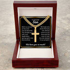 To Our Dear Son - We love you so much - Gift for Son from Mom and Dad - Artisan Cross with Cuban Link Chain