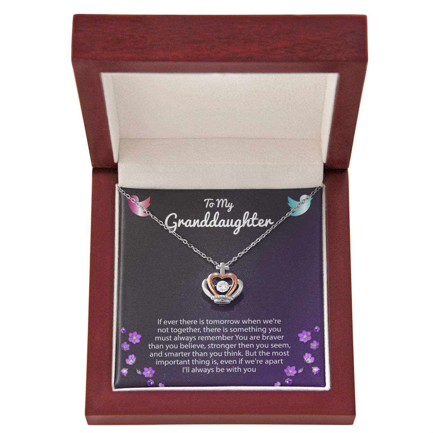 To My Granddaughter Necklace – Jewelry for Granddaughter – Crown Pendant Necklace