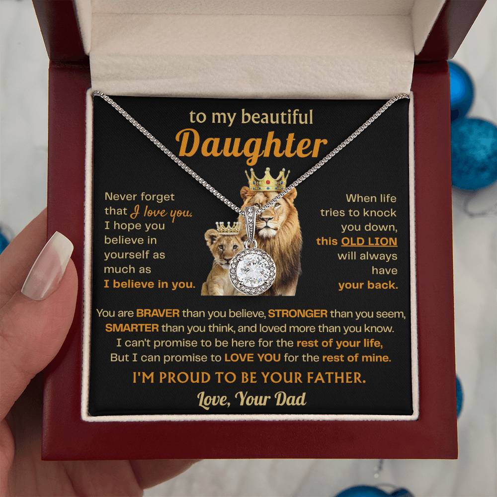 To My Beautiful Daughter Necklace - Gift for Daughter from Dad for Christmas, Graduation, Birthday & Valentine's Day - Eternal Hope Necklace