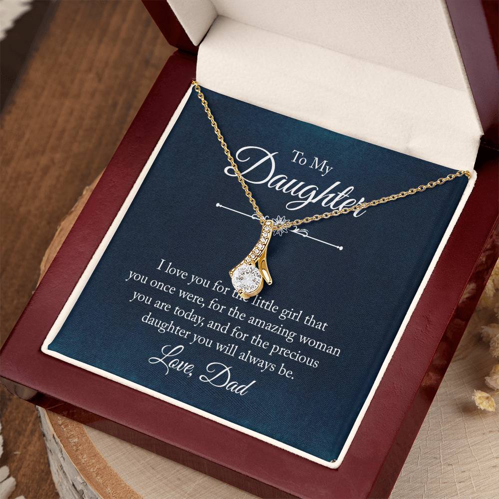 To My Daughter Necklace – Dad to Daughter Birthday Jewelry – Alluring Beauty Necklace