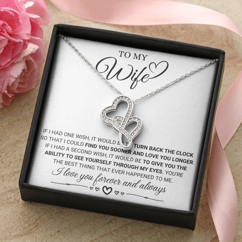 To My Wife Necklace - Romantic Keepsake Jewelry Gift from Husband for Special Days & Valentine’s Love - Heart-to-heart Pendant Necklace