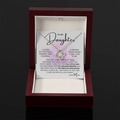 Beautiful Gift for Daughter from Mom - Always keep me in your heart - Love Knot Necklace