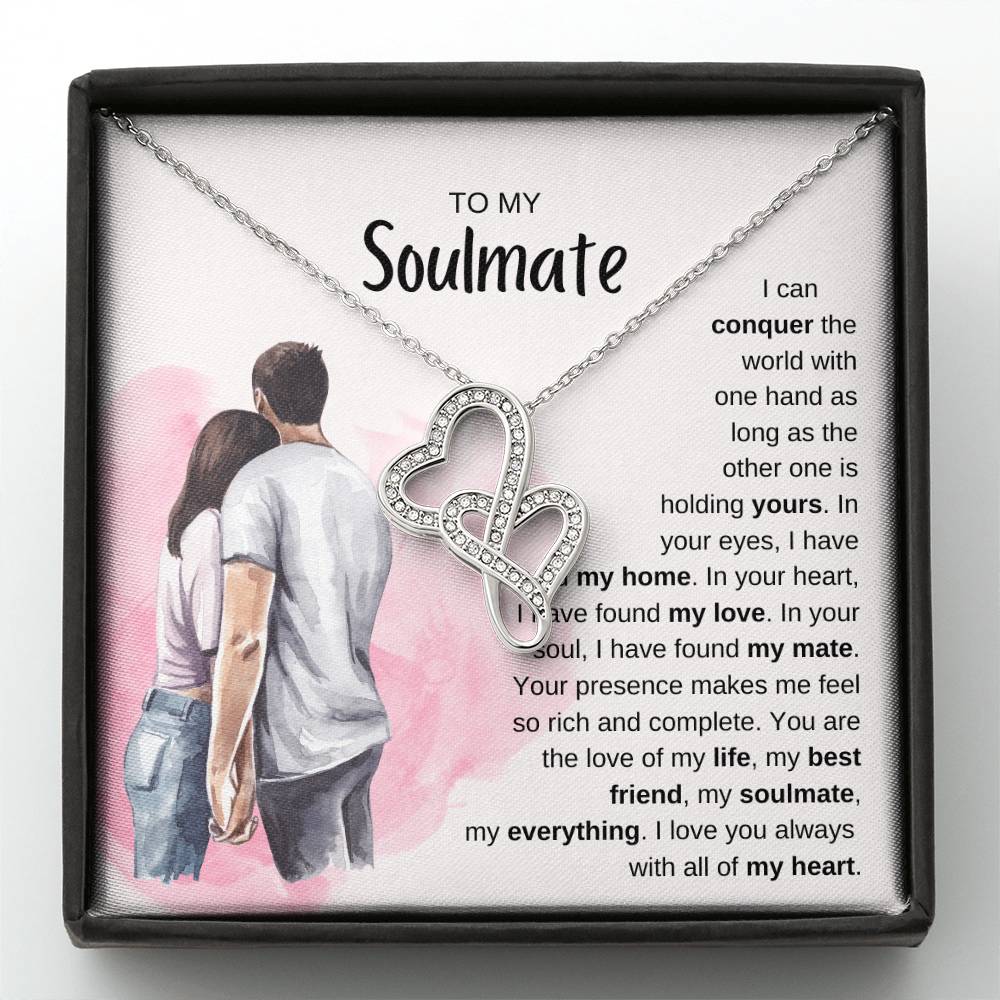 To My Soulmate Necklace - Long Distance Soulmate Gift for Valentine’s Day & Special Days - Heart-to-heart Pendant Necklace