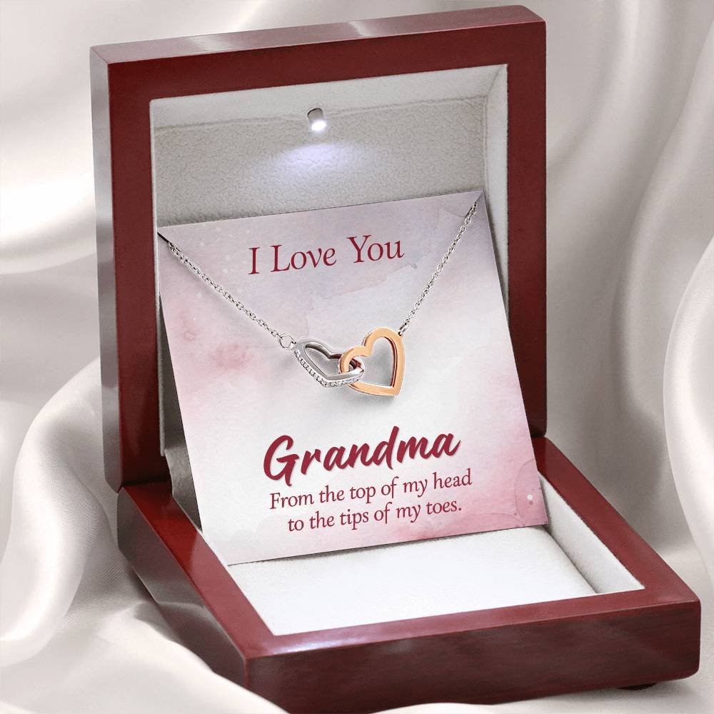 I Love You Grandma Gift from Grandkids - Interlocking Hearts Necklace