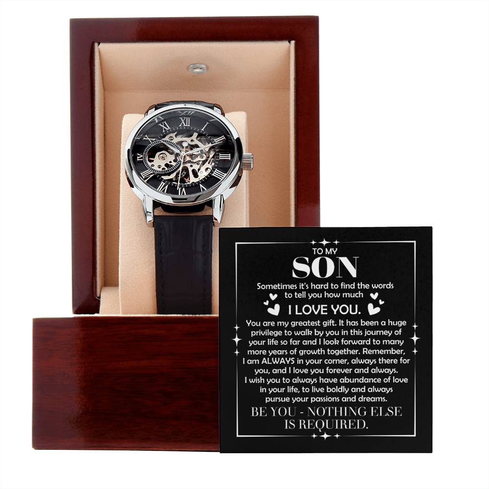 To My Son - You're the greatest gift - Men's Openwork Watch Gift for Son