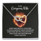 To My Wife Necklace - Special Love Jewelry for Wife from Husband for Birthday, Anniversary & Valentine’s Day - Interlocking Hearts Necklace