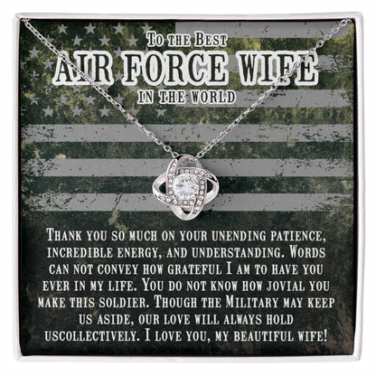 To The Best Air Force Wife In The World - Heartfelt Jewelry from Husband - Love Knot Necklace