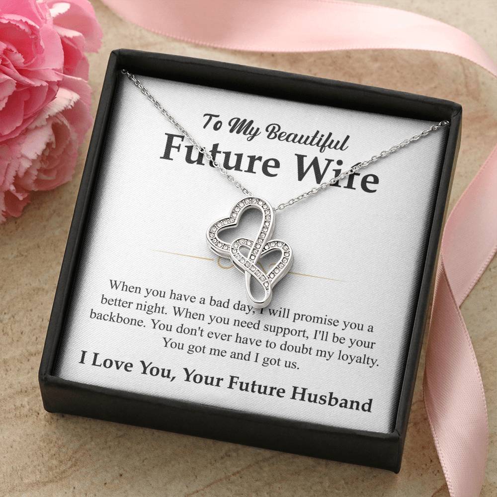 Future Wife Gift - Beautiful Necklace for Girlfriend for Birthday, Christmas & Romantic Moments - Heart-to-heart Pendant Necklace