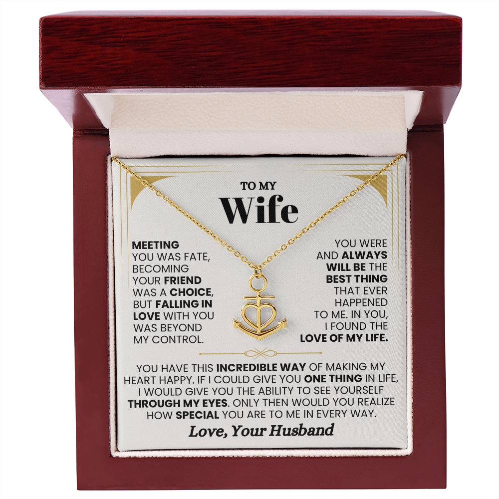 To My Wife Gift from Husband - Romantic Jewelry for Birthday & Anniversary Celebrations - Anchor Pendant Necklace