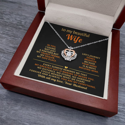 Wife Birthday Gift from Husband - Romantic Jewelry for Valentine’s Day & Anniversaries - Crown Pendant Necklace