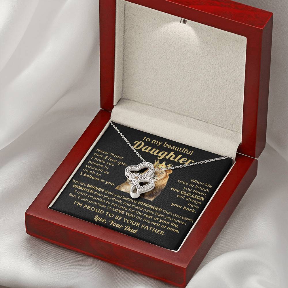 To My Daughter Necklace - Best Surprise Gift for Daughter from Dad for Graduation, Birthday & Christmas - Heart-to-heart Pendant Necklace