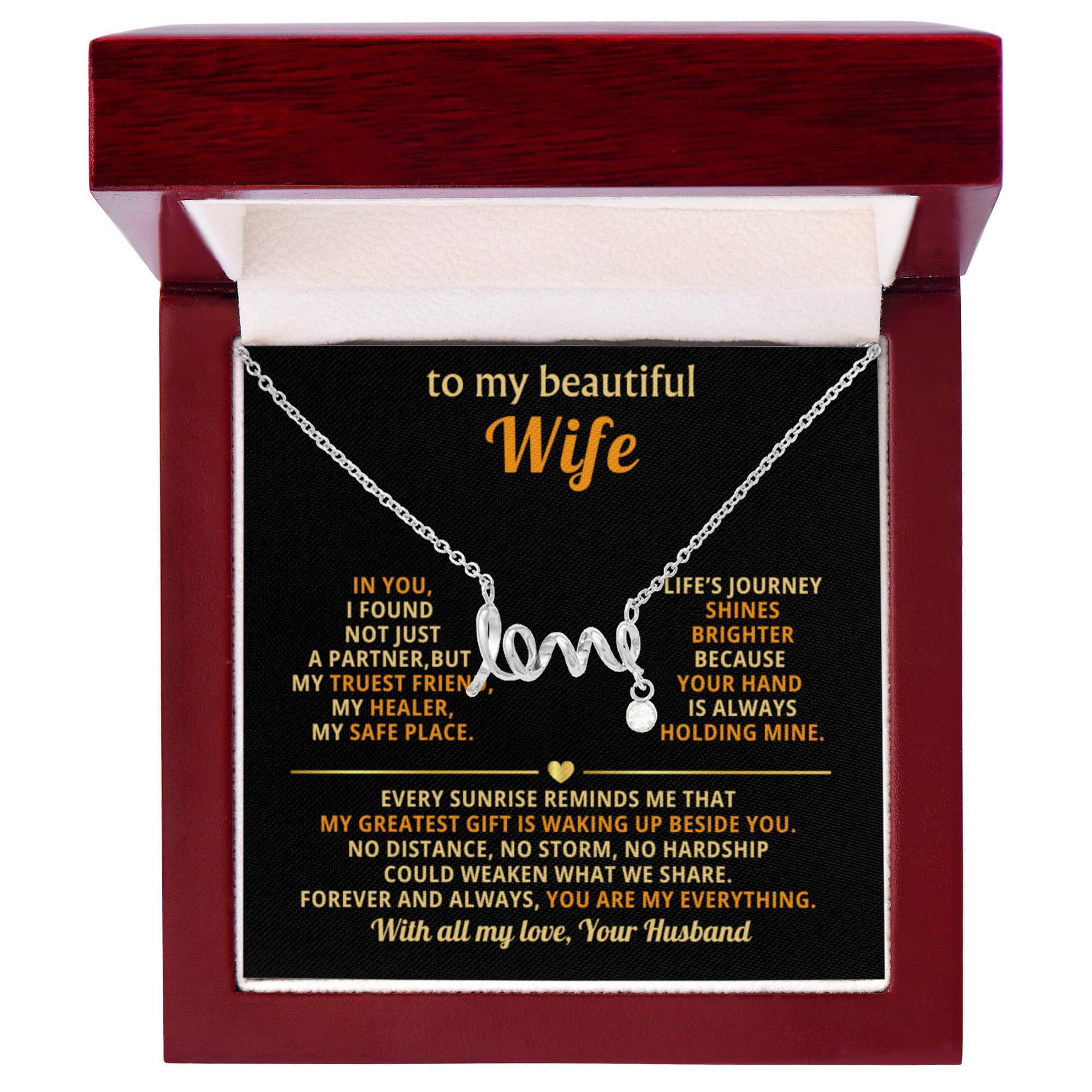 To My Wife Necklace - Romantic Gift for Anytime Love - Scripted Love Necklace