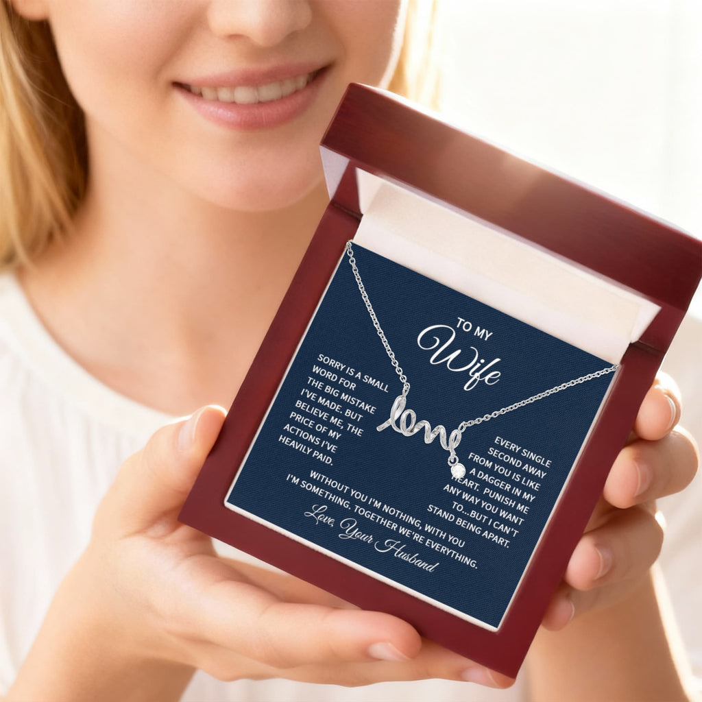 To My Wife Necklace - Best Romantic Gift for Wife - Scripted Love Necklace