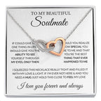To My Beautiful Soulmate Necklace - Gift for Her for Birthday & Sweet Romantic Surprises - Interlocking Hearts Necklace