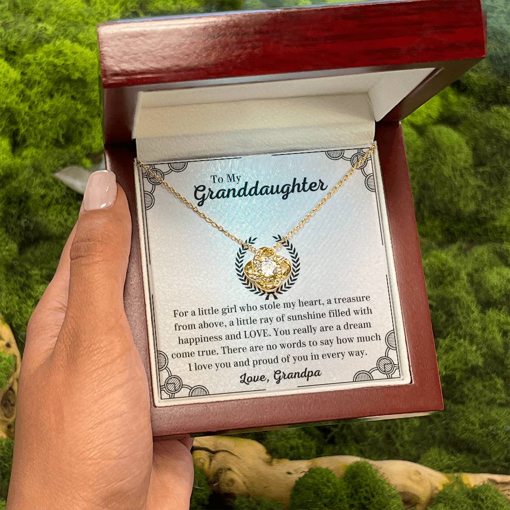 To My Granddaughter Necklace – Birthday & Graduation Gift from Grandpa – Love Knot Necklace