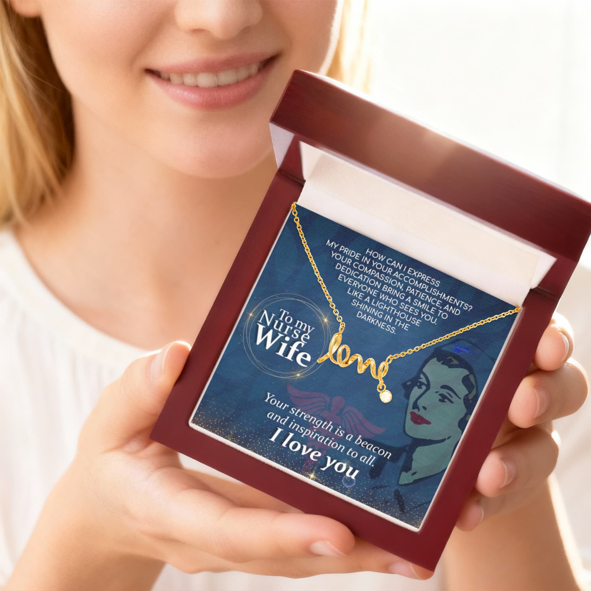 To My Nurse Wife Necklace Gift from Husband - Scripted Love Necklace