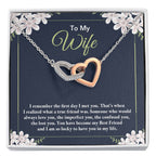 To My Wife Necklace - Perfect Romantic Surprise from Husband for Anniversary, Birthday & Valentine’s Day - Interlocking Hearts Necklace