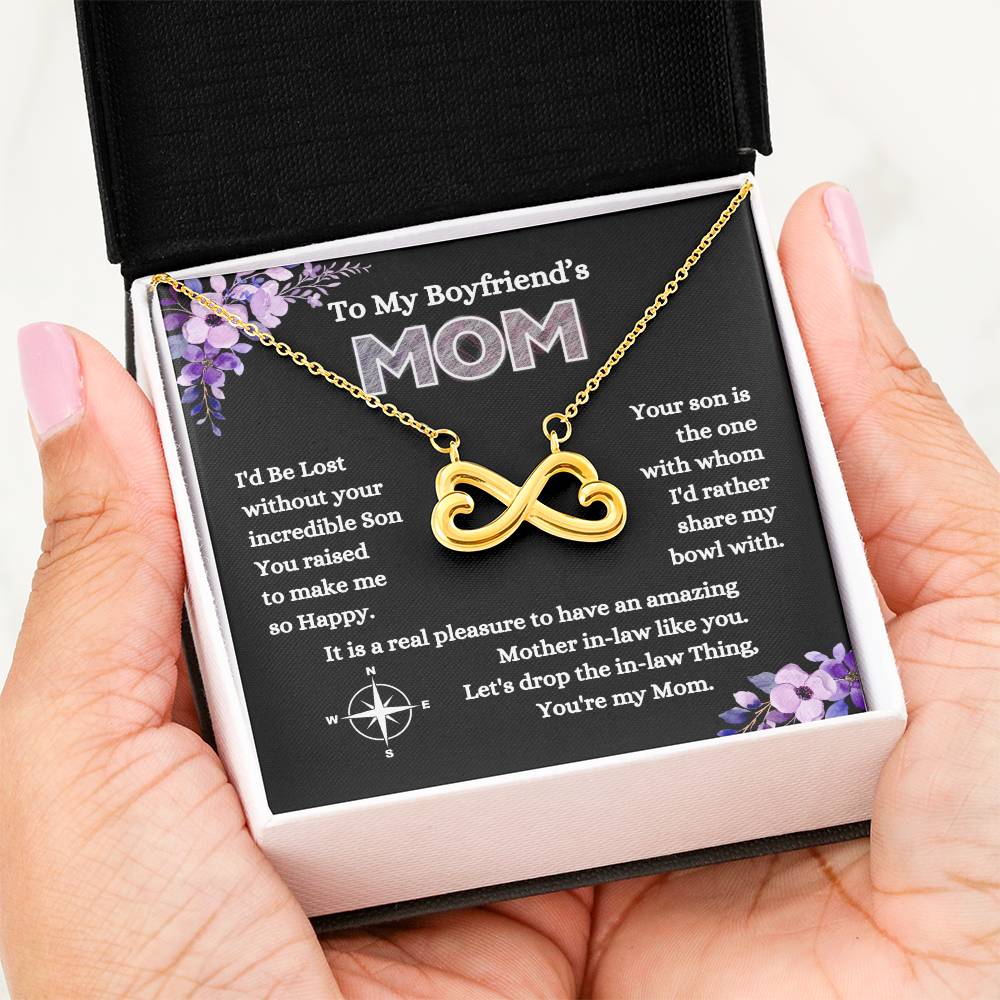 To My Boyfriend's Mom - I'd Be Lost Without Your Incredible Son - Endless Love Necklace - Best Gift for Mother In Law