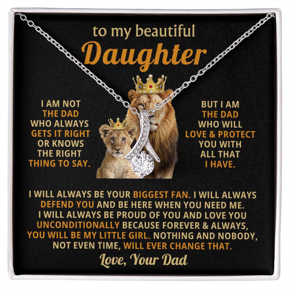 To My Beautiful Daughter Necklace - I will always be your biggest fan - Gift for Daughter from Dad - Alluring Beauty Necklace