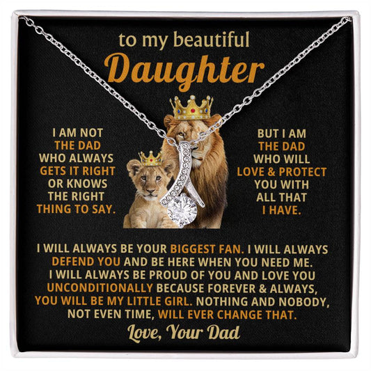 To My Beautiful Daughter Necklace - I will always be your biggest fan - Gift for Daughter from Dad - Alluring Beauty Necklace