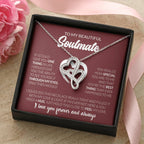 To My Beautiful Soulmate Necklace - Soulmate Jewelry Gift for Her for Birthday & Valentine’s Day - Heart-to-heart Pendant Necklace