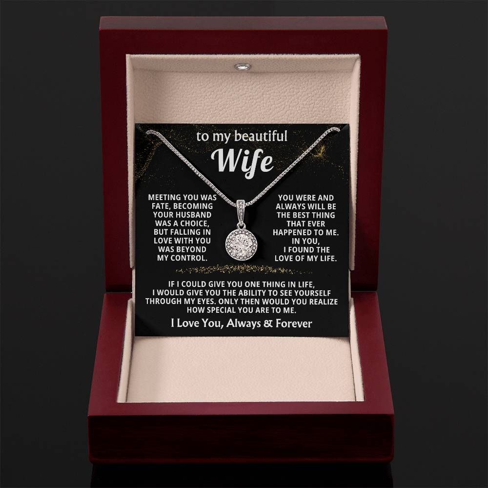 To My Beautiful Wife Necklace - Romantic Husband Gift for Christmas, Valentine’s Day & Anniversary Love Surprises - Eternal Hope Necklace
