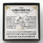 To My Girlfriend Necklace - Soulmate Jewelry Gift for Valentine’s Day, Birthday - Heart-to-heart Pendant Necklace