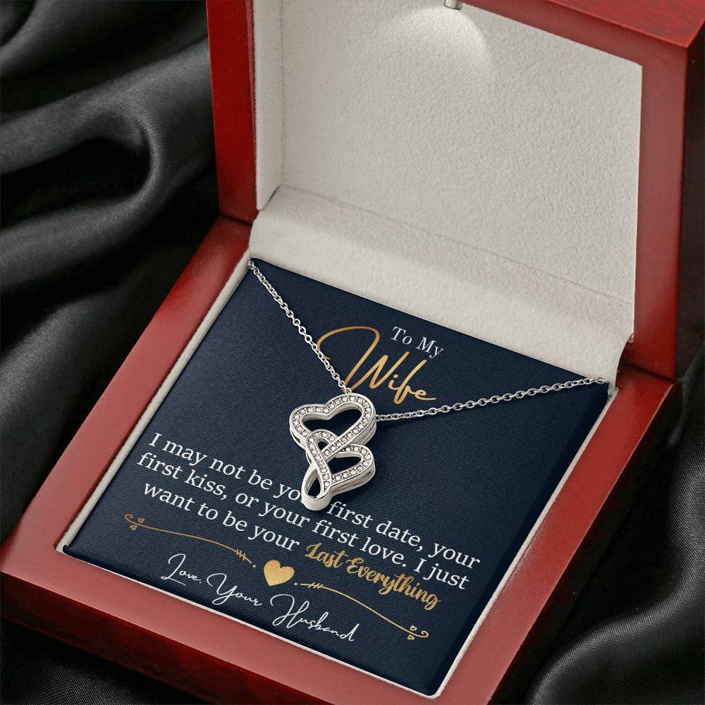 To My Wife Necklace - Emotional Love Jewelry Gift from Husband for Valentine’s Day & Birthday Happiness - Heart-to-heart Pendant Necklace