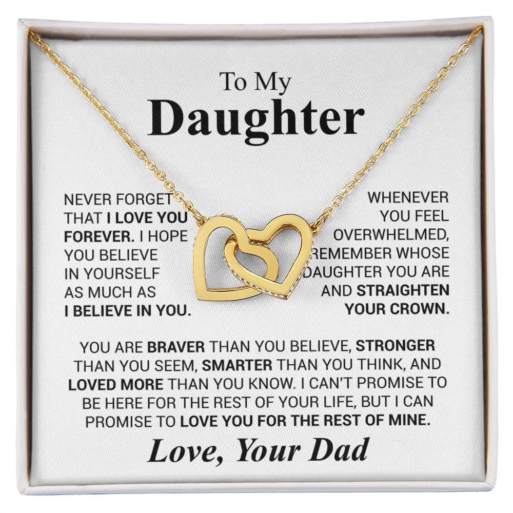 To My Daughter Necklace – Graduation & Christmas Gift from Dad – Interlocking Hearts Necklace